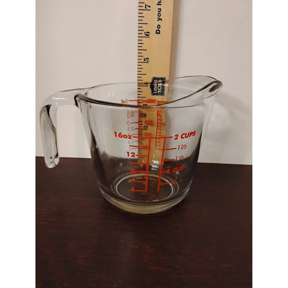 Clear Glass Measuring Cup 2 Cup 16oz 500ml Red Markings with Handle and Spout‎